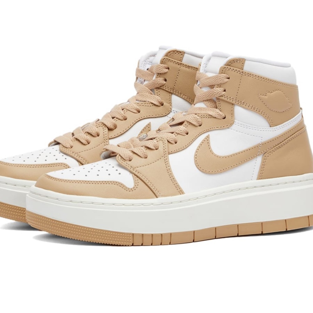 Jordan Women's Tan and White Sneakers